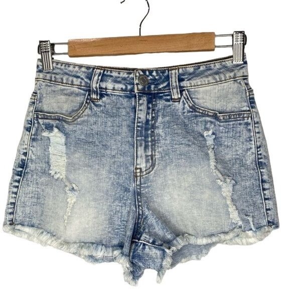 Almost Famous Pants - Almost famous juniors, ladies acid wash, cut off jean shorts, size 5